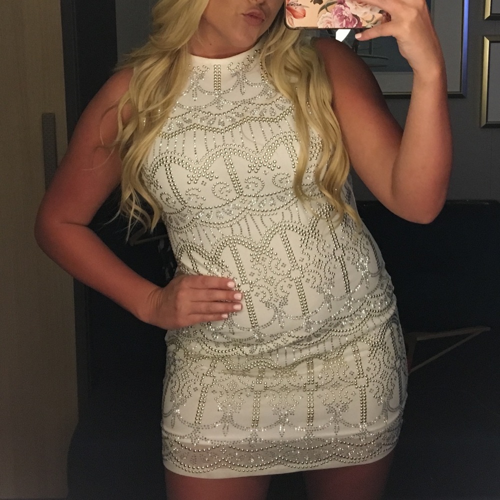 White rhinestone dress